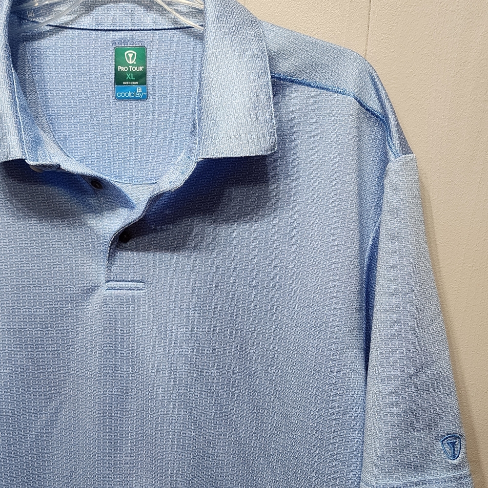 Pro Tour Polo XL Cool Play Blue Short Sleeve Golf Shirt Casual Office B405